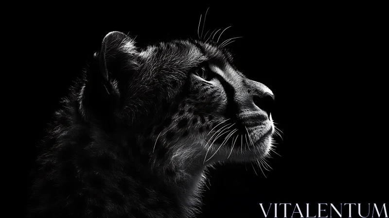 Feline Portrait Demonstrating High-Contrast Chiaroscuro Lighting Against Pure Black Background