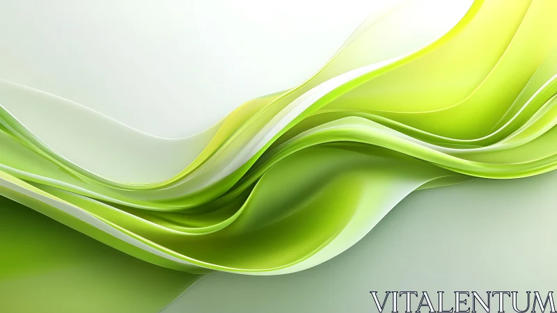 Flowing Green Abstract Waves in Modern Digital Art Style.