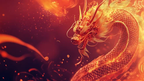 Flamewrought dragon coils through embers of a waking sun.