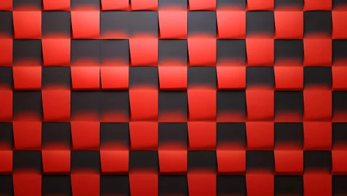 Modern 3D Red and Black Checkerboard Abstract Wall Art.