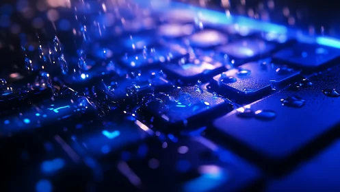 Rain-soaked neon keyboard where midnight data dreams drip.