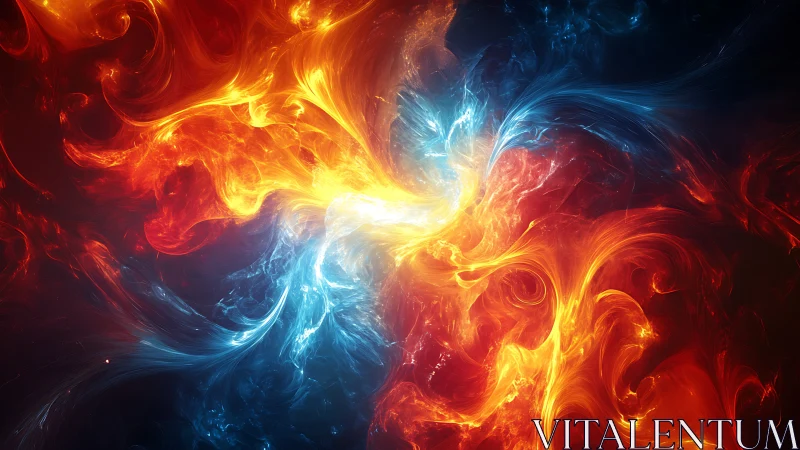 Thermodynamic plasma vortices colliding in chromatic turbulence.