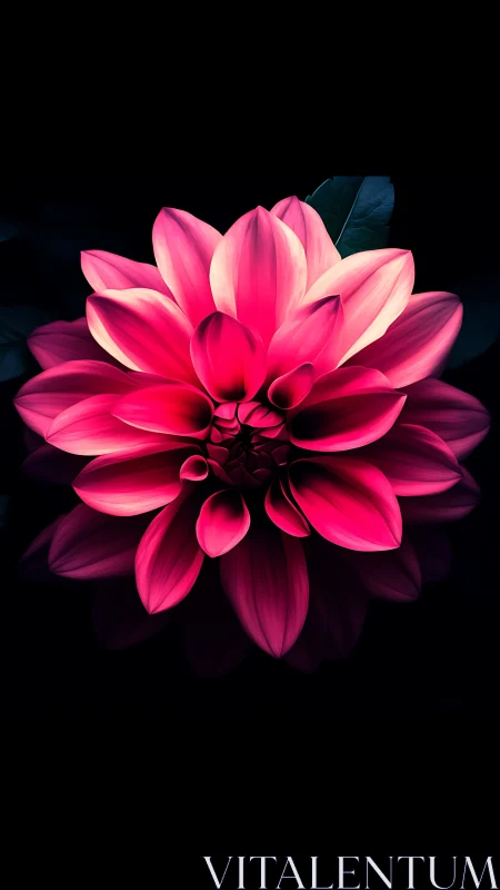 Radiant Pink Dahlia Blooms in Dramatic Dark Background