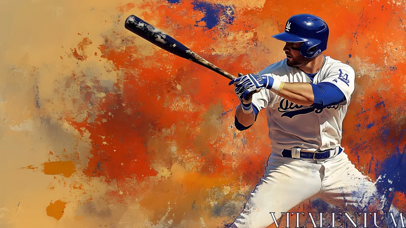 Brushstroke thunder grips the bat as color-slick swing waits