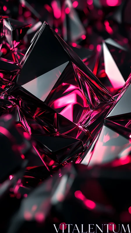 Luminous pink crystals glowing in a dreamy dark night.