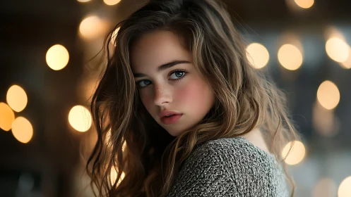 Soft-focus portrait with bokeh lighting isolates youthful subject
