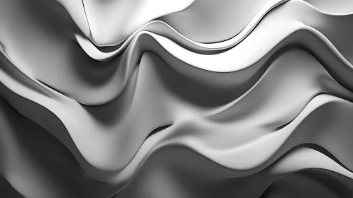 Monochrome metallic folds in flowing abstract waves.