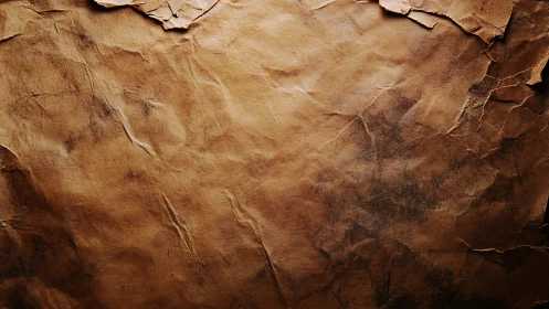 High-resolution aged kraft paper surface with creases and wear