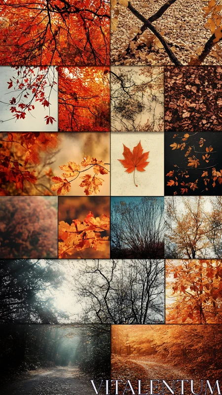 Autumn forest collage captures golden foliage and quiet paths