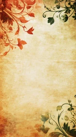 Grunge parchment background with duotone ornamental floral corners