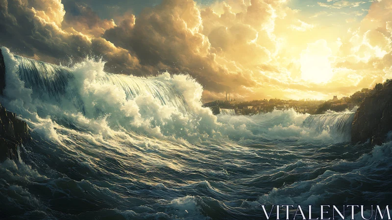 Sun-drenched storm tides hurl a bright horizon toward ruin