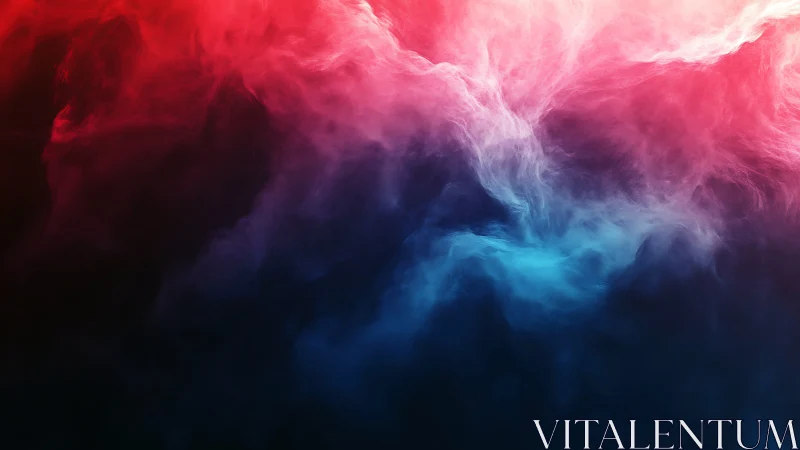 Colored vapor cloud blends red, pink, and blue gradients