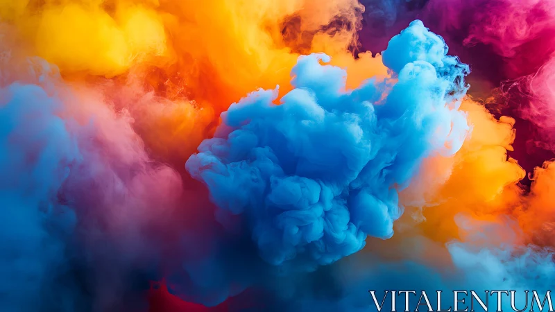Vibrant volumetric color clouds form a dynamic abstract field