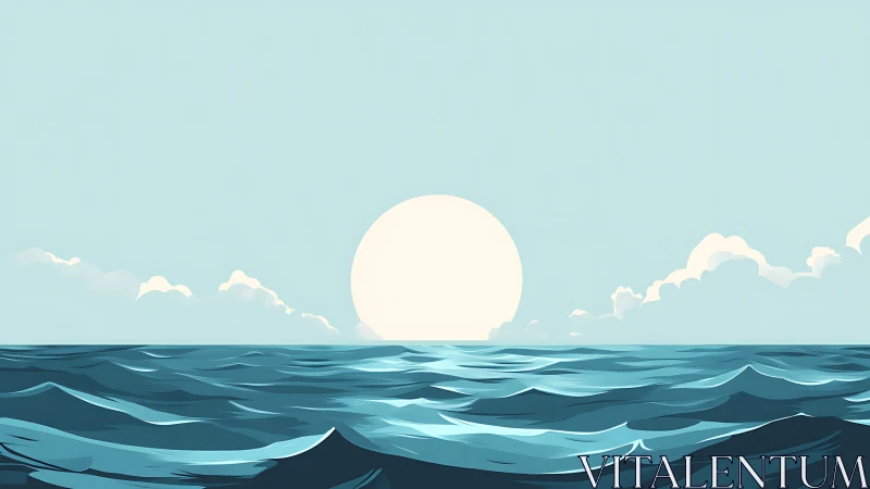 Gentle ocean sunrise with calm rolling waves and soft light.