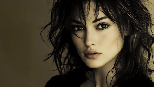 Portrait study shows intense gaze and soft sepia tones.