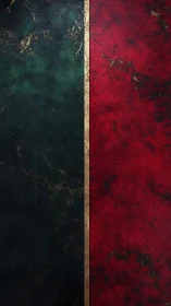 Bipartite textured panel with red and green marbled fields.