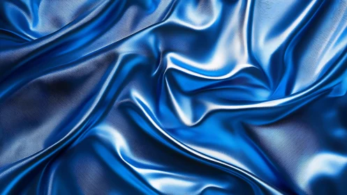 Blue satin fabric shows glossy folds and directional light