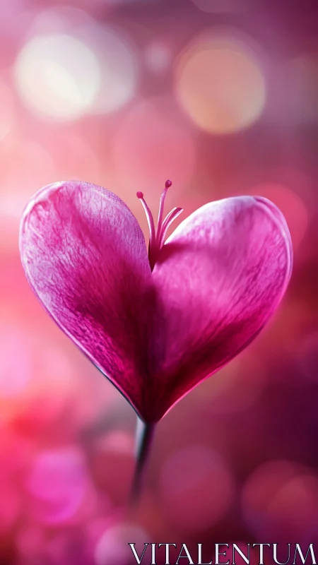 Magenta Heart-Shaped Flower Petal Close-Up.