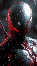 Cybernetic assassin portrait in high-gloss photorealistic armor.