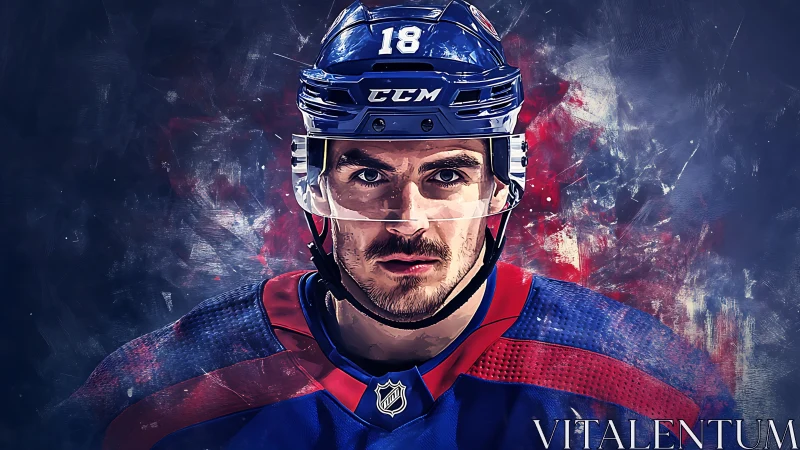 Ice hockey player portrait rendered in bold digital style