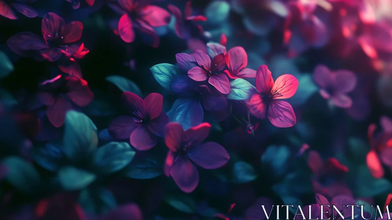 Neon Petals Dancing Through Twilight Shadows.