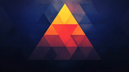 Geometric triangular gradient pyramid on deep blue field