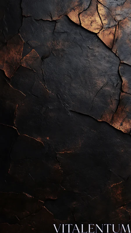 Charred obsidian wall with ember-cracked molten veins aglow.