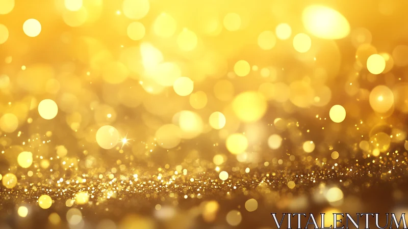 Golden bokeh lights with sparkling glitter in festive abstract style.