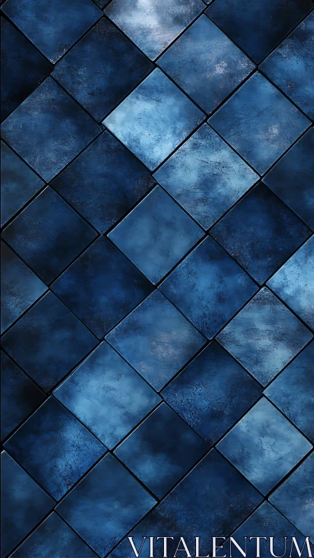 Midnight sapphire tiles weave a misty geometric dreamscape.