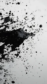 Monochrome ink splash abstraction on soft gray backdrop.