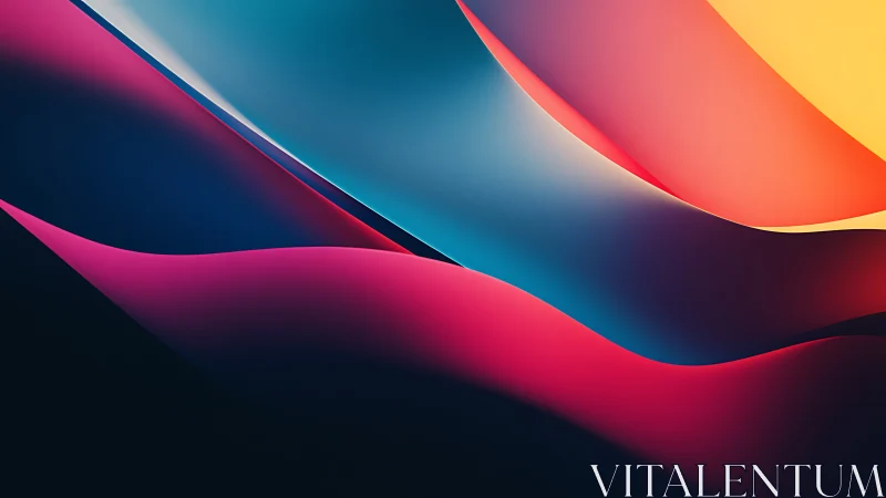 Gradient waveforms in layered abstract 3D ribbon composition.