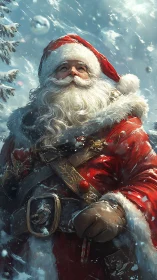 Majestic winter Santa in dramatic digital portrait.