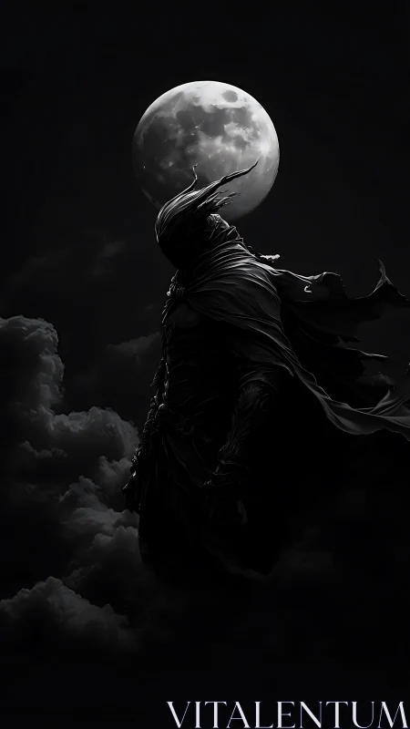 Moonlit wanderer pauses beneath the glowing midnight sky