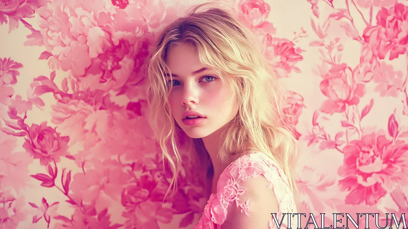 Petal-dusted daydream girl in a blooming pink echo chamber.