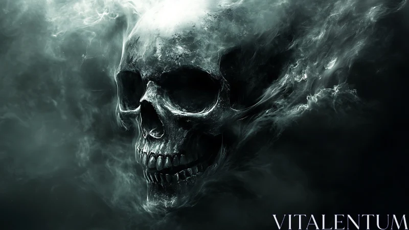 Smoky spectral skull emerges from swirling darkness