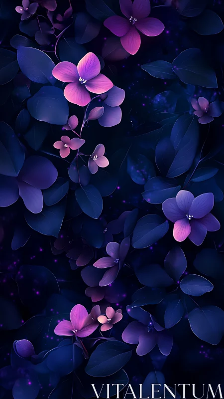 Neon Petals Dance: Where Bioluminescent Blooms Meet Midnight