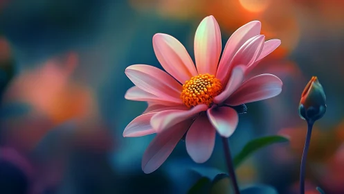 Pink Dahlia Blooms in Dreamy Garden Light