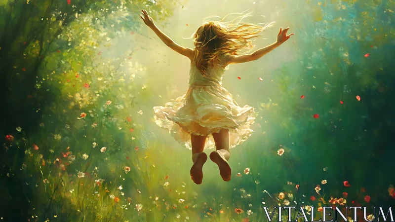 Sunlit leap of the wildflower child into painted morning.