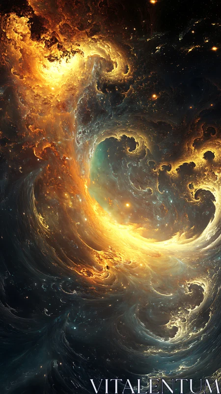 Galactic nebula vortex swirls through luminous cosmic void