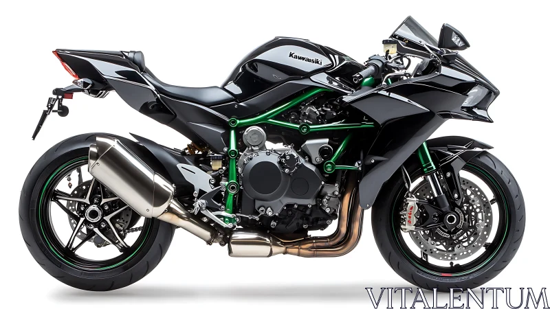 Sleek Kawasaki sport motorcycle waits ready for thrilling rides