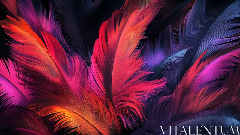 Digital render depicts overlapping multicolored feather structures