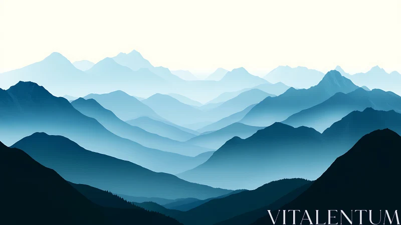 Layered alpine ridge panorama in minimal tonal gradients.