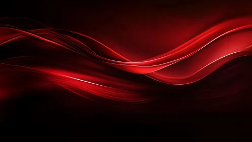 Vibrant red abstract waves on dark background, digital art style.