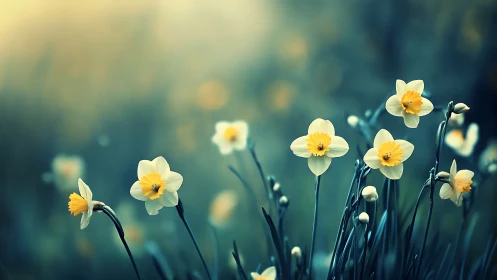 Spring's Gentle Whisper: Daffodils in Soft Focus.