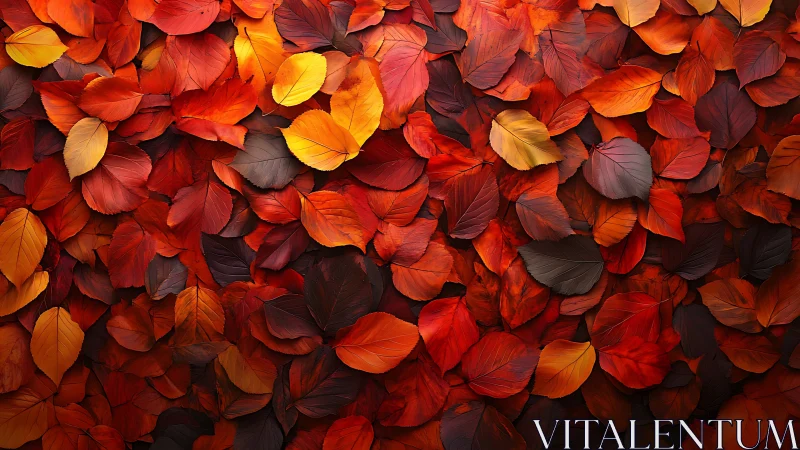 High-saturation macro study of overlapping autumn foliage leaves