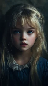 Digital portrait of young figure with pale blonde hair rendered with realistic technique