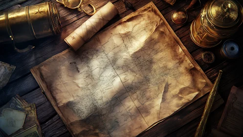 Timeworn treasure map quietly invites midnight voyages