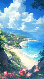 Sunwashed cliffside village dreaming by a turquoise summer sea.