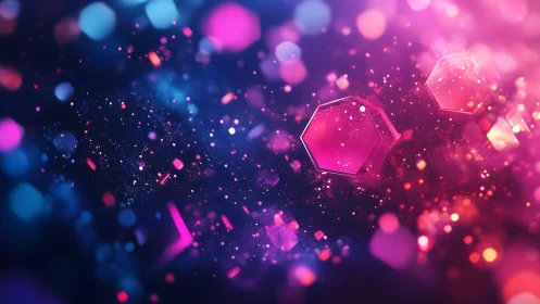 Vibrant Abstract Hexagons in Neon Colors, Futuristic Digital Art.