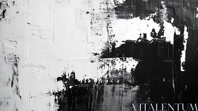 Monochrome textured abstraction divides white and black fields